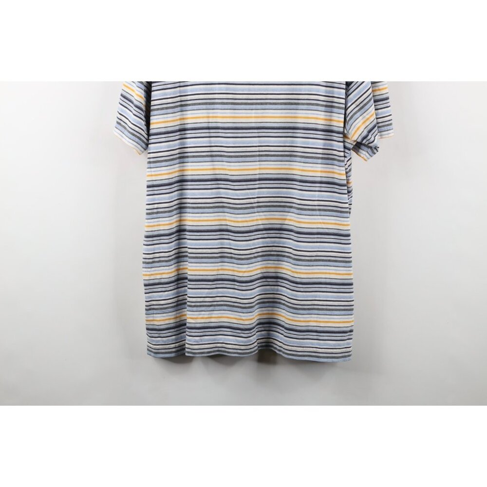 Vintage Express Mens XL Distressed Rainbow Striped Knit Collared Polo Shirt - Picture 11 of 11